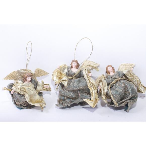 Porcelain Angels, Ornaments, Set of 3, Christmas, Holiday Decor, Delicate, - Picture 1 of 2